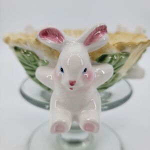 Palm Tree Co Vintage Easter Spring Bunnies Lettuce Candy Dish Bowl Decor